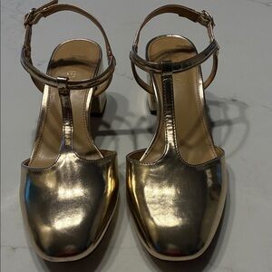 J. Crew Gold T Strap NWOT